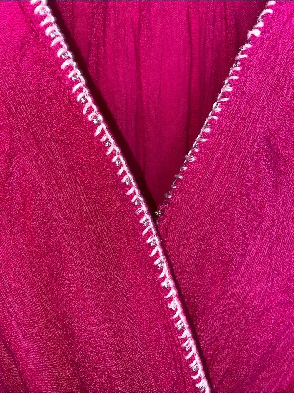 Free People Mini Dress in Fuchsia with Embroidered Trim